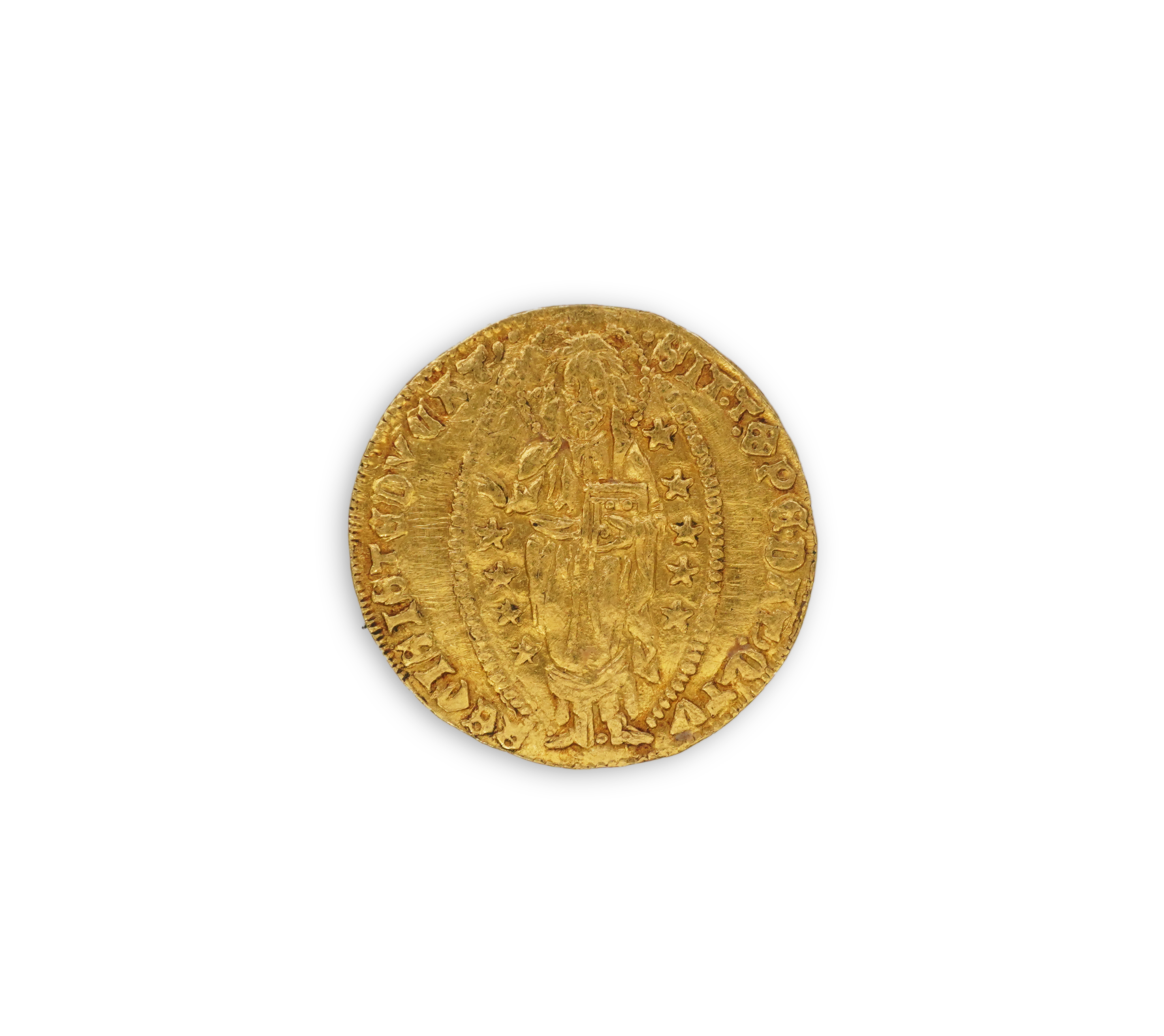 A medieval gold zecchino coin, Republic of Venice, Antonio Venier (1382-1400)